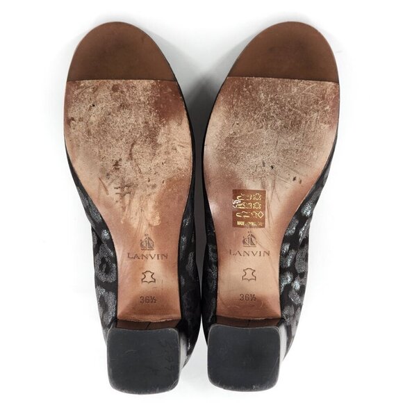 LANVIN Paris Metallic Spotted Leopard Pump Black Silver - Picture 9 of 10